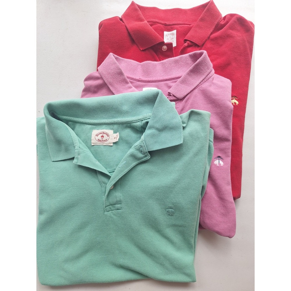 Brooks Brothers Male Performance Polo Lot of 3 XL Supima Cotton Red Pink Green